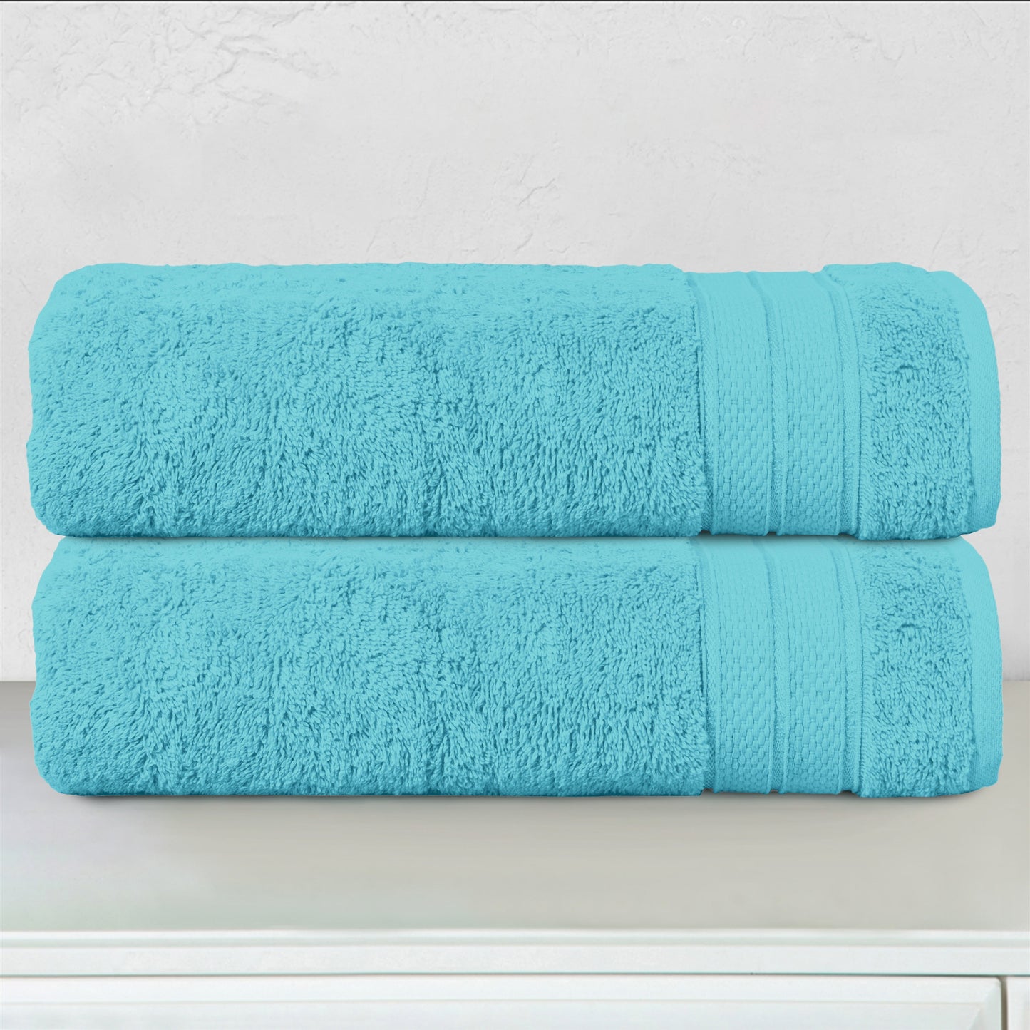 Mocassi 2-Piece Turkish Cotton Three Line Popcorn Bath Towel Set, 27 x 54 inch