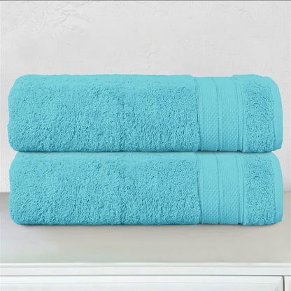 Mocassi 2-Piece Turkish Cotton Three Line Popcorn Bath Towel Set, 27 x 54 inch