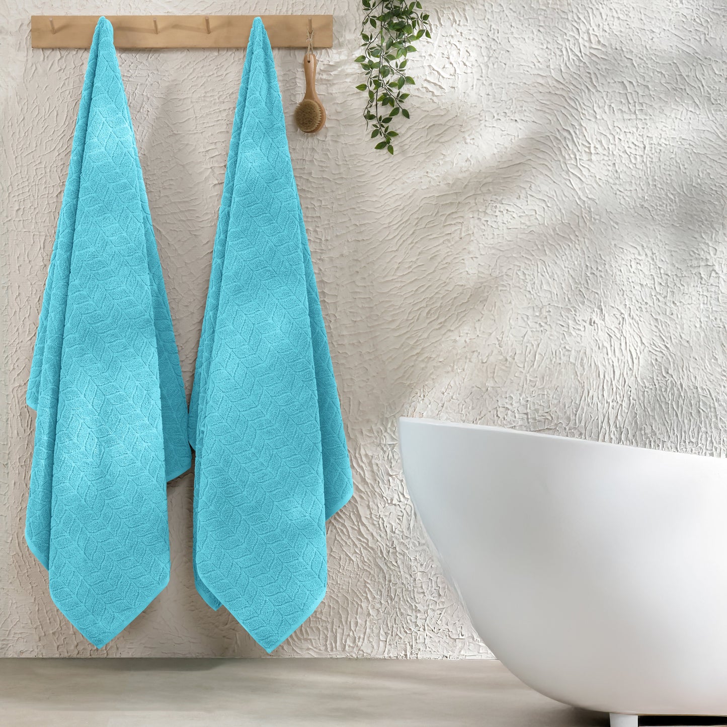 Mocassi 2-Pack Premium Turkish Cotton Braided Bath Towel Set, 27 x 54 inch