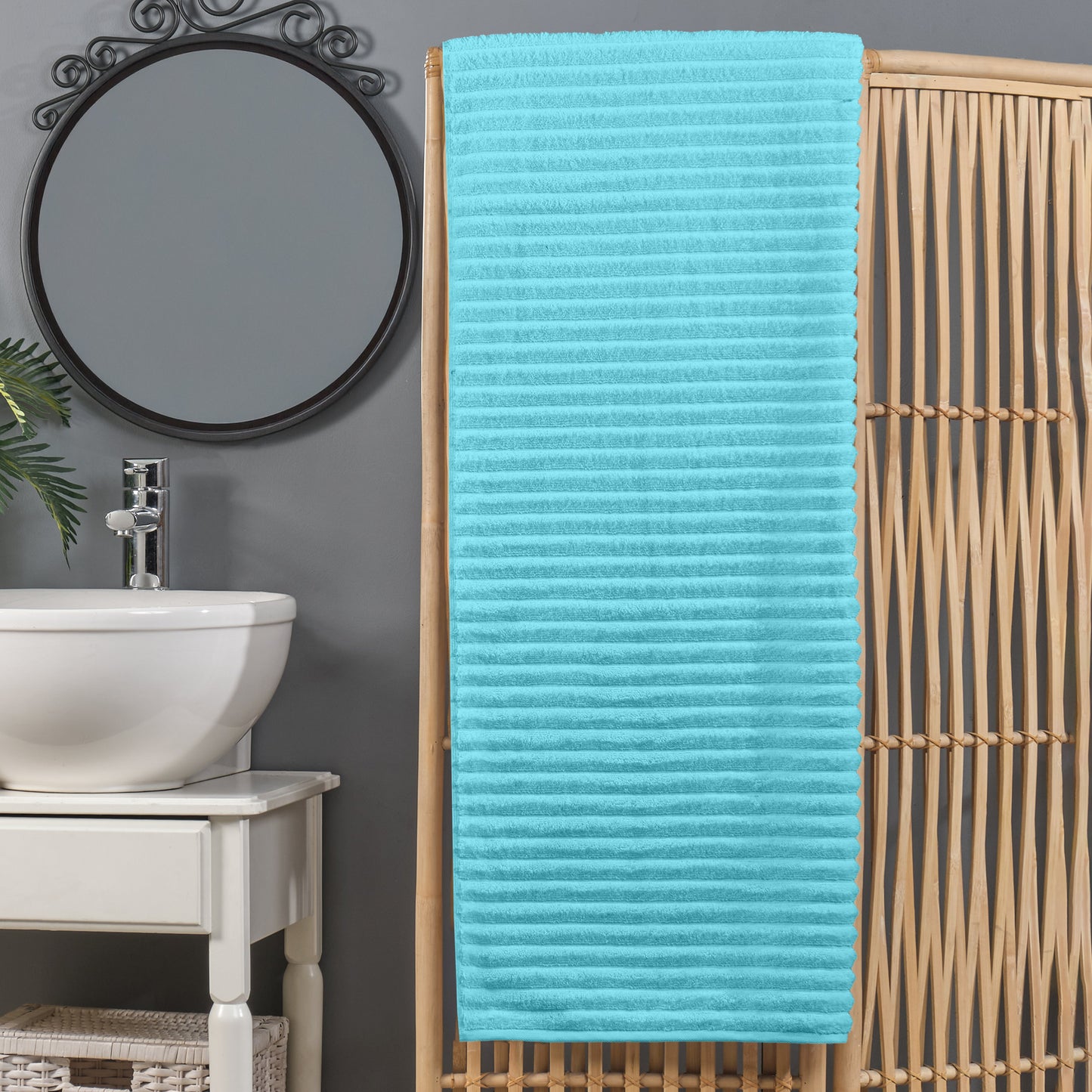 Mocassi 1-Piece Premium Turkish Cotton Corduroy Stripe Oversized Bath Sheet Towel 40 x 80 Inch