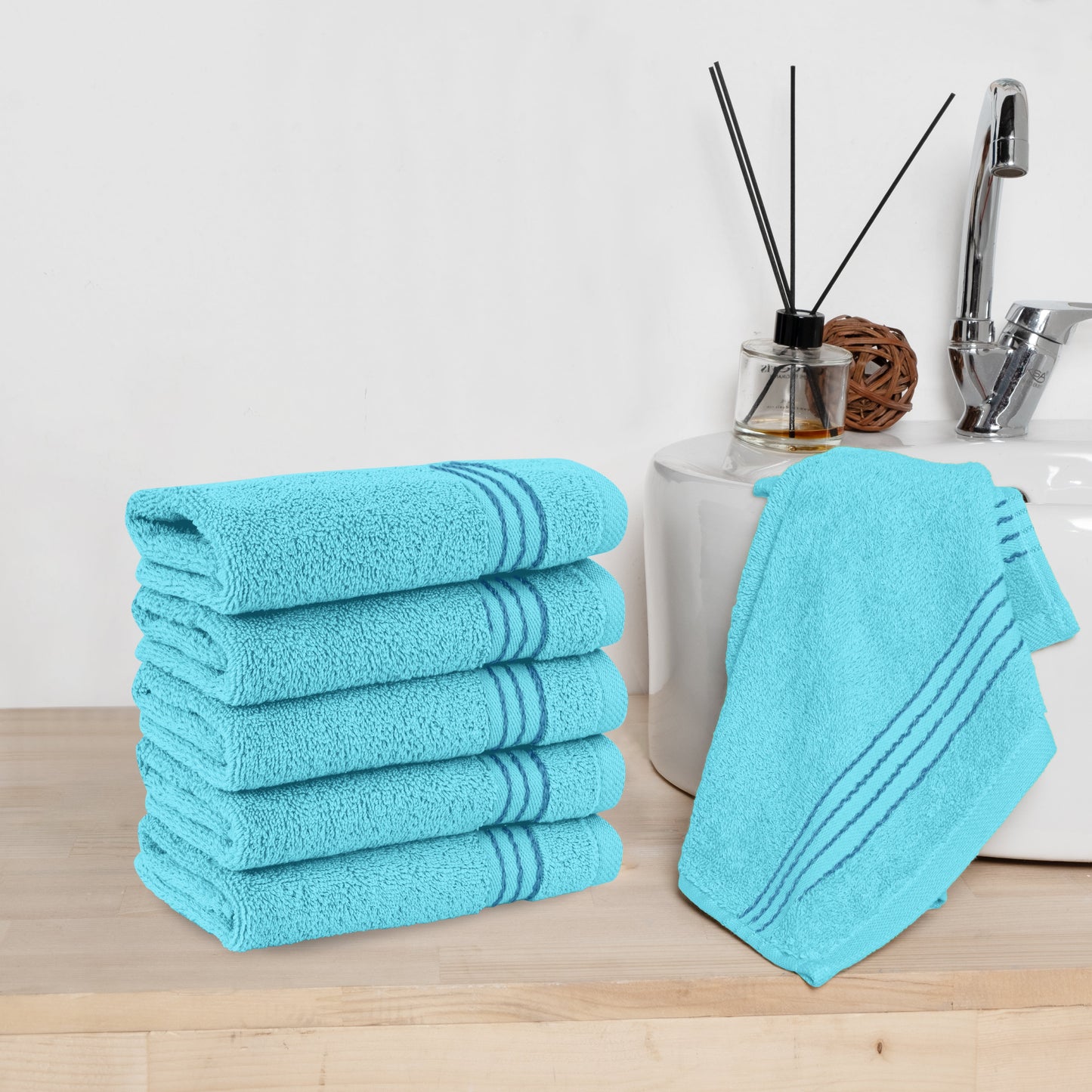 Mocassi 6 Pack Premium Turkish Cotton Washcloths Set, 13 x 13 inch