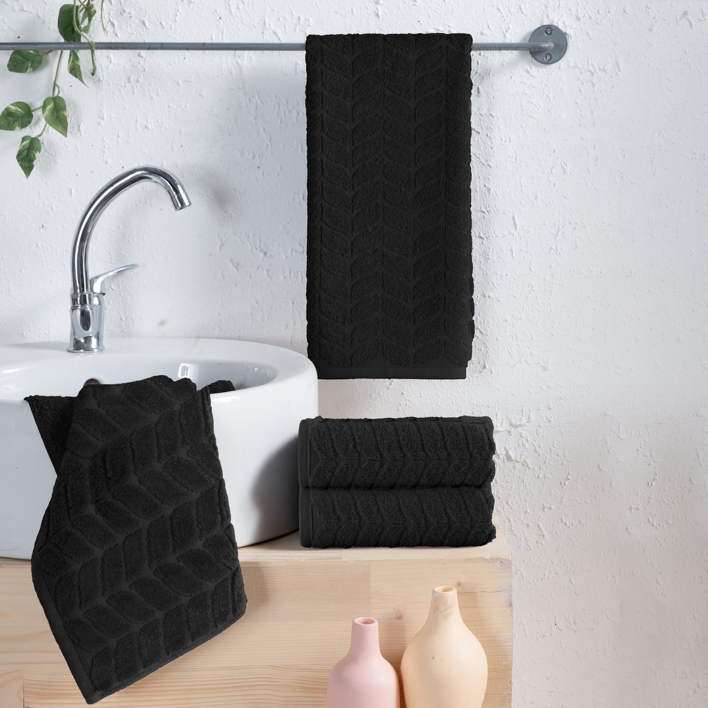 Mocassi 4-Pack Premium Turkish Cotton Braided Hand Towel Set, 16 x 28 inch