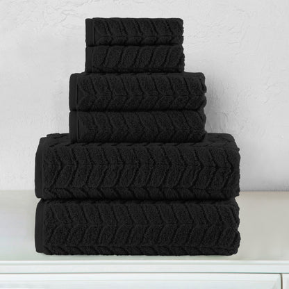 Mocassi 6-Piece Turkish Cotton Braided Towel Set, 2 Washcloths, 2 Hand Towels and 2 Bath Towels