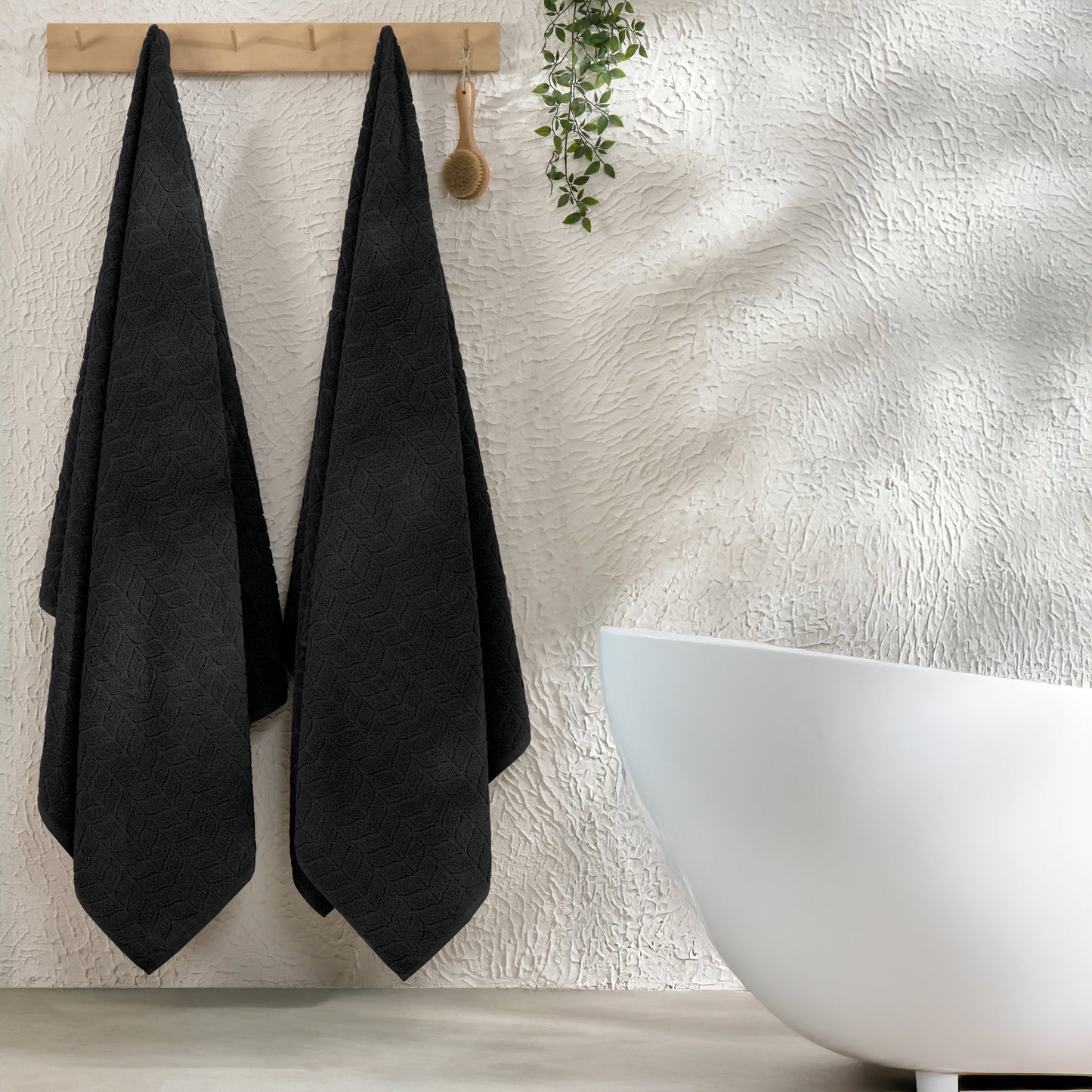 Mocassi 2-Pack Premium Turkish Cotton Braided Bath Towel Set, 27 x 54 inch