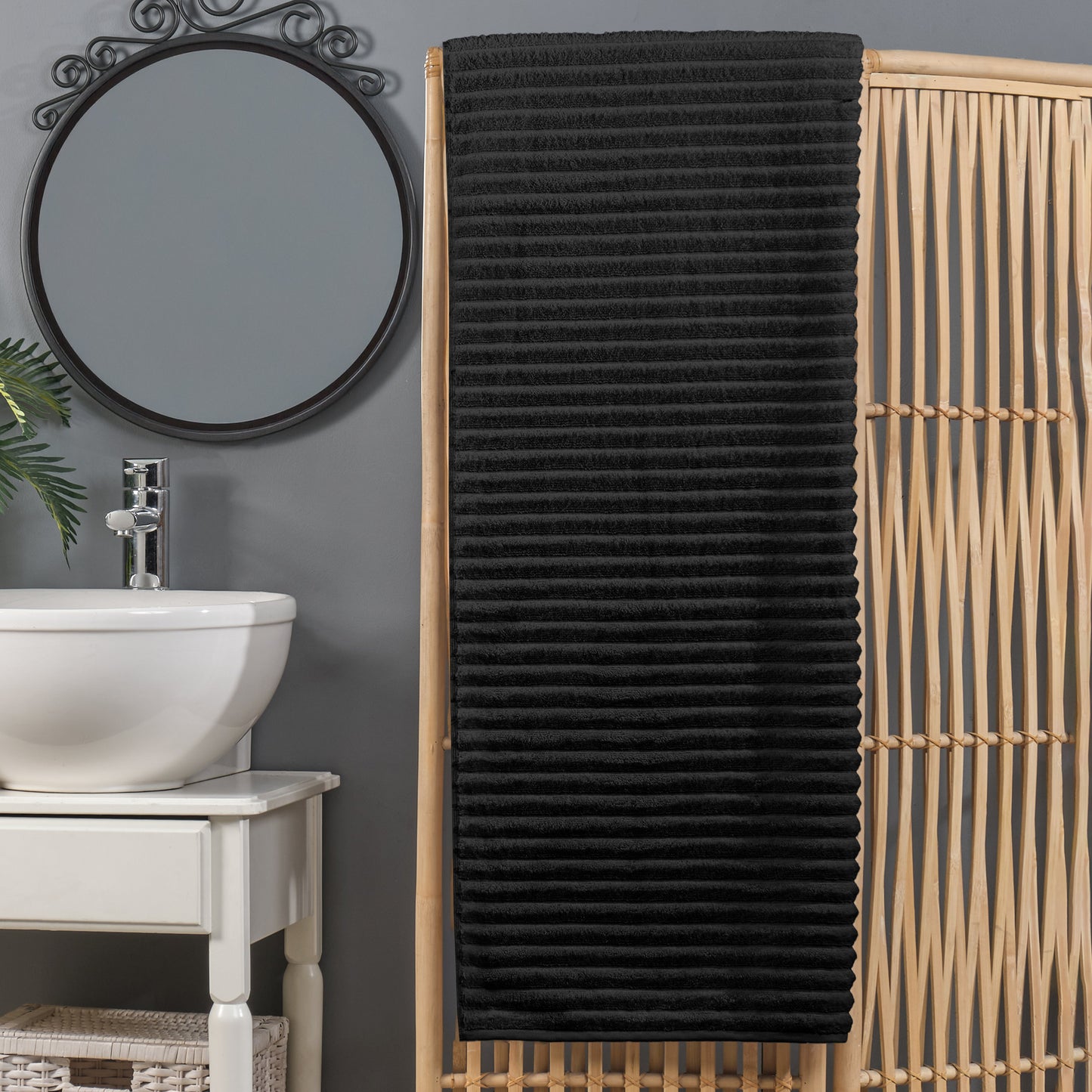 Mocassi 1-Piece Premium Turkish Cotton Corduroy Stripe Oversized Bath Sheet Towel 40 x 80 Inch