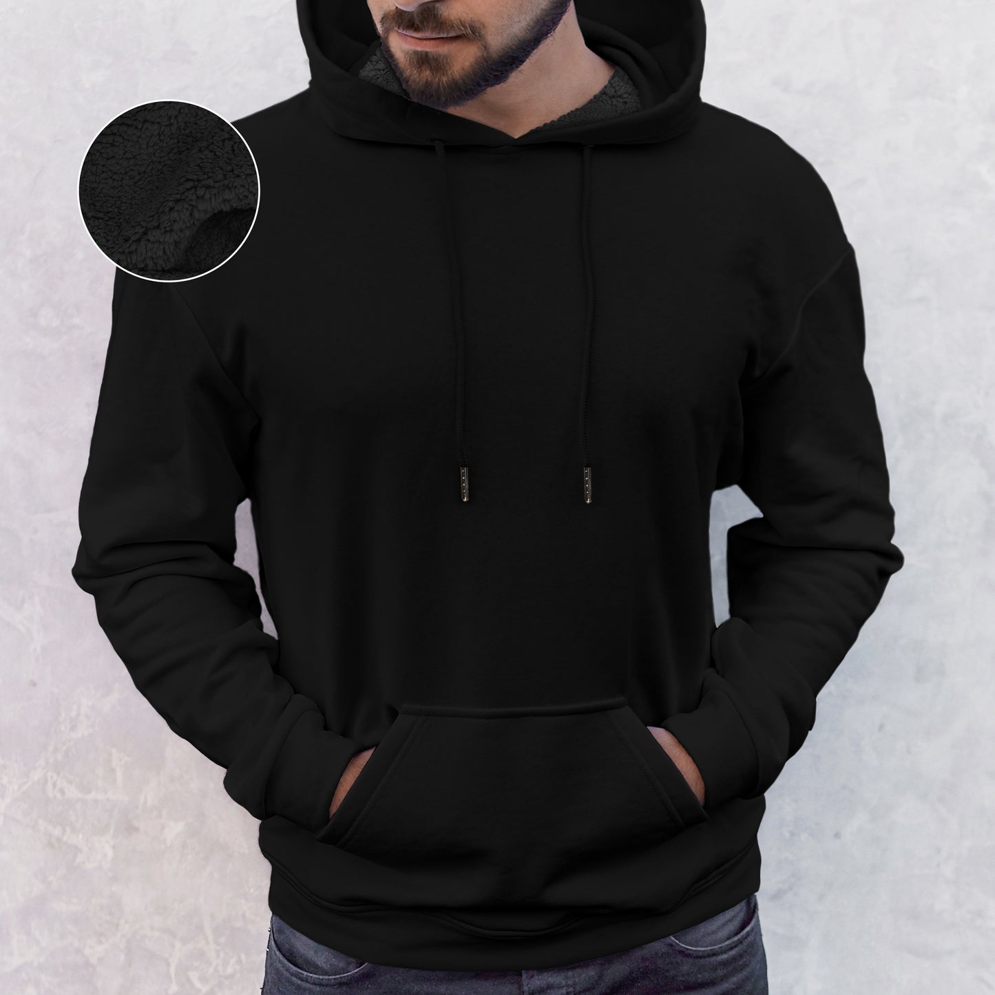 Mocassi Men Casual Sherpa-Lined Cotton Hoodie