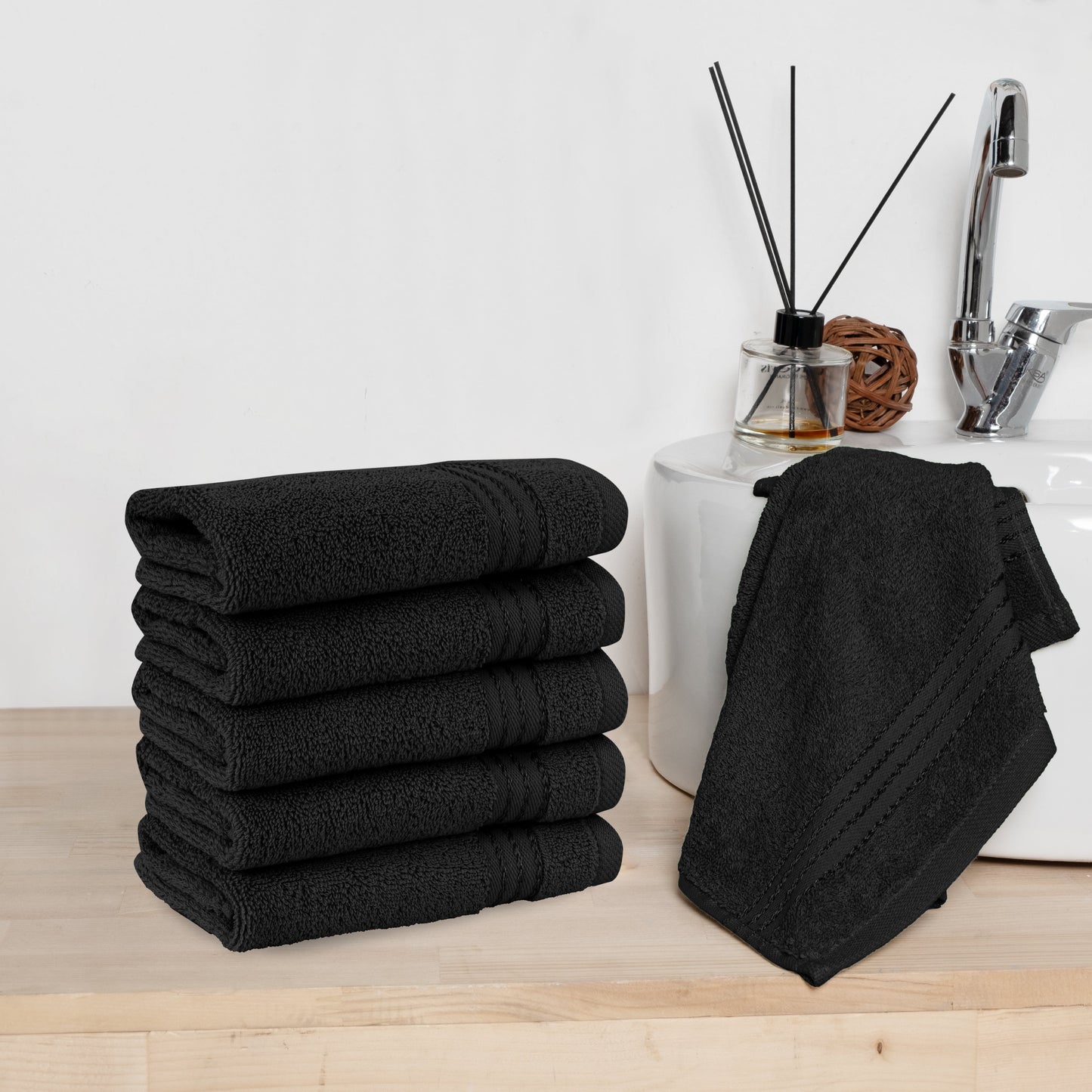 Mocassi 6 Pack Premium Turkish Cotton Washcloths Set, 13 x 13 inch