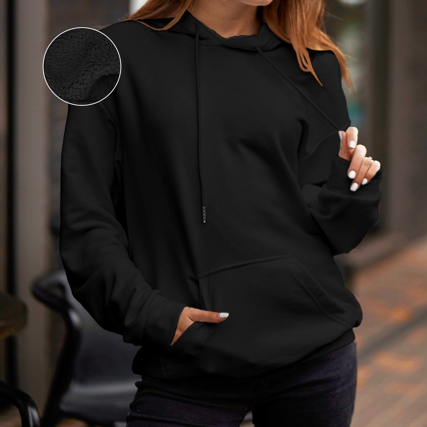 Mocassi Women Casual Sherpa-Lined Cotton Hoodie