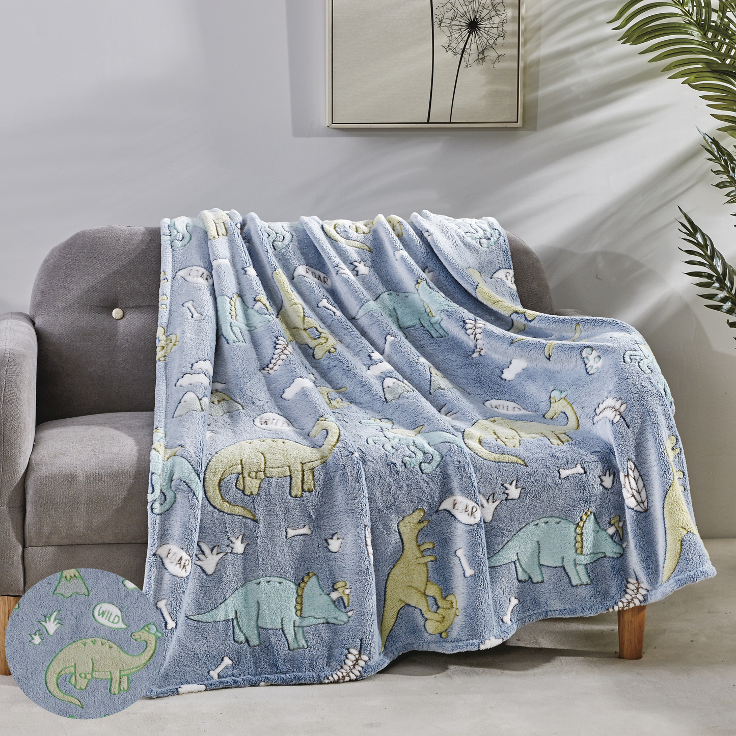 Mocassi Glow In the Dark 50" x 60" Throw Blanket - Velvety Feel, 50 X 60 inches