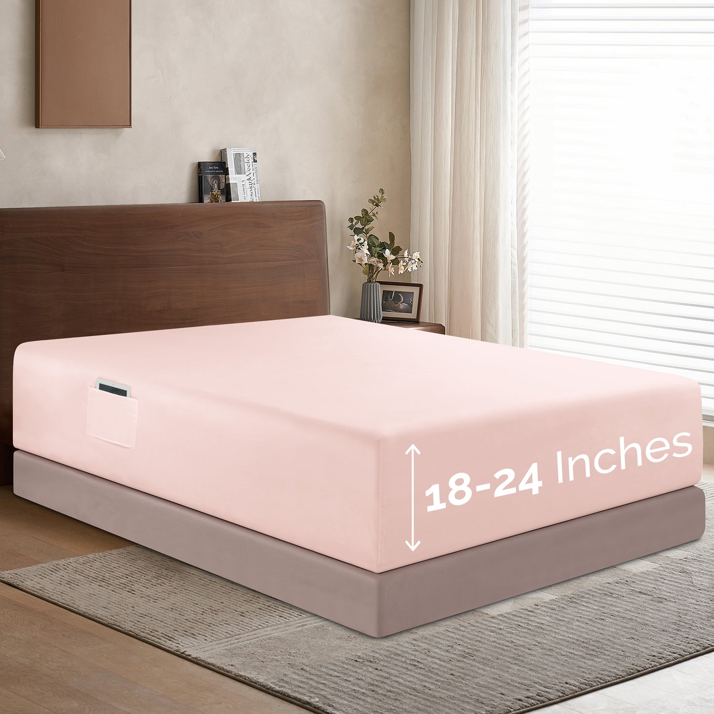 Mocassi Extra Deep Pocket 18"-24" Single Fitted Sheet for High Mattress, Bright Shades