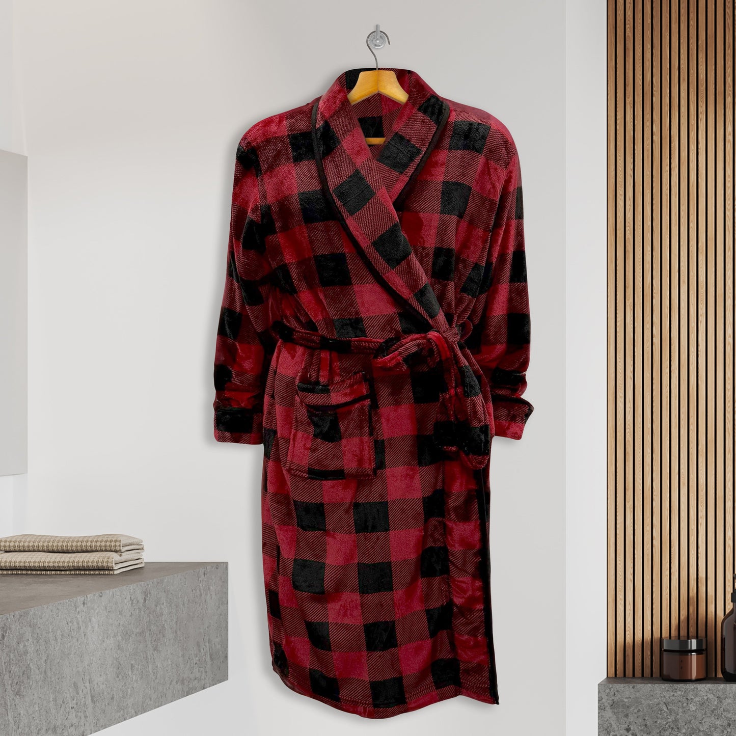 Mocassi Men Shawl Collar Velvet Fleece Long Bathrobe