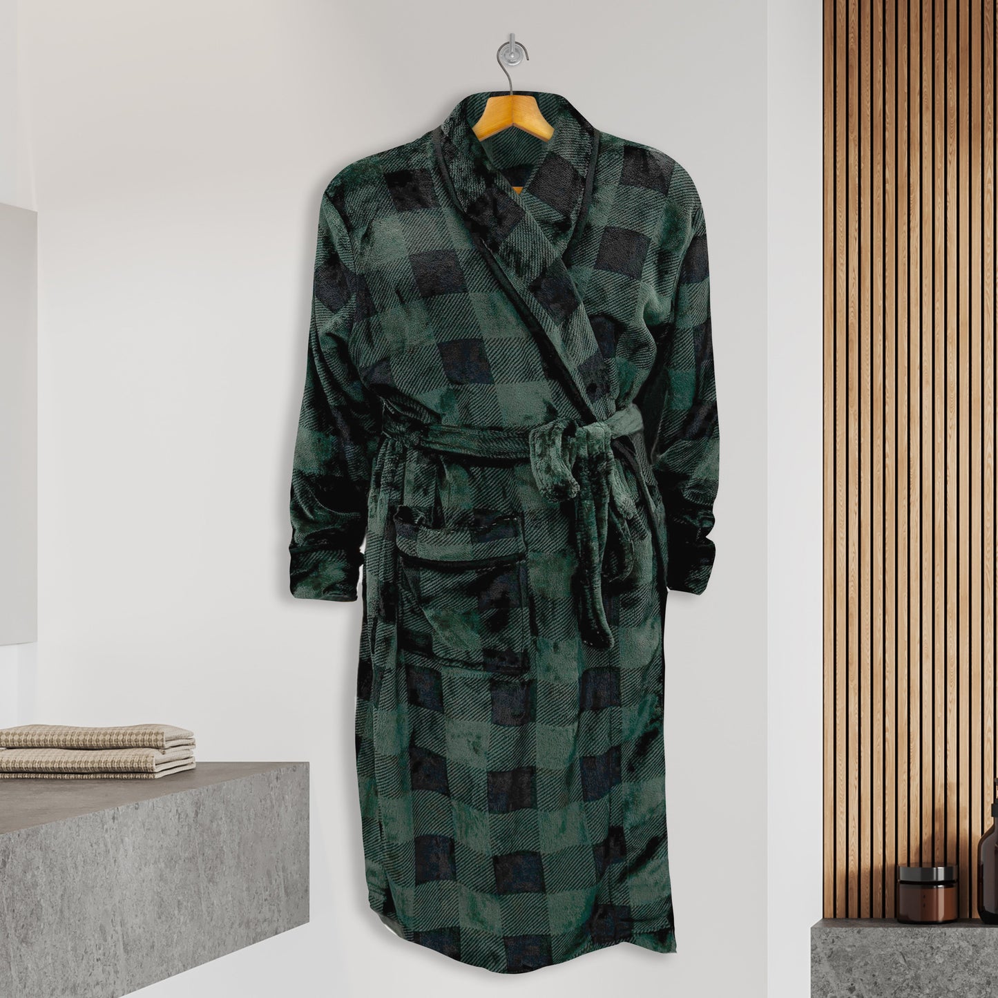 Mocassi Men Shawl Collar Velvet Fleece Long Bathrobe