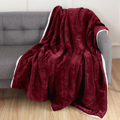 Mocassi Reversible Sherpa Throw 50" x 60" - Sherpa Back Throw Blanket