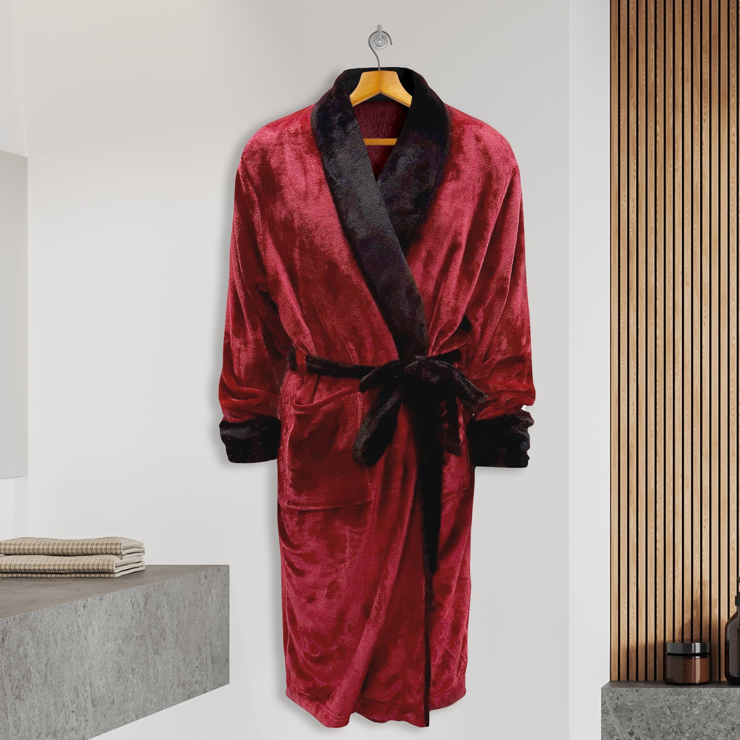 Mocassi Men Shawl Collar Velvet Fleece Long Bathrobe