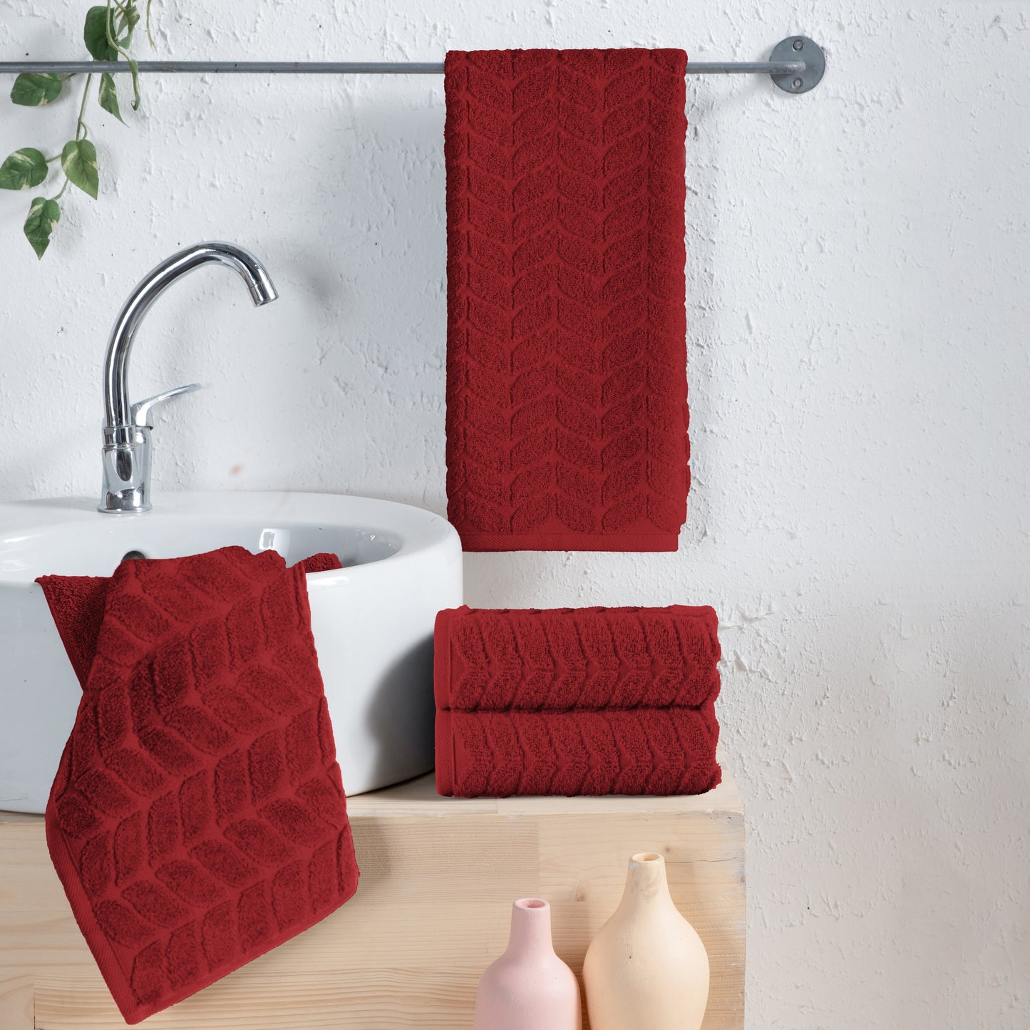 Mocassi 4-Pack Premium Turkish Cotton Braided Hand Towel Set, 16 x 28 inch