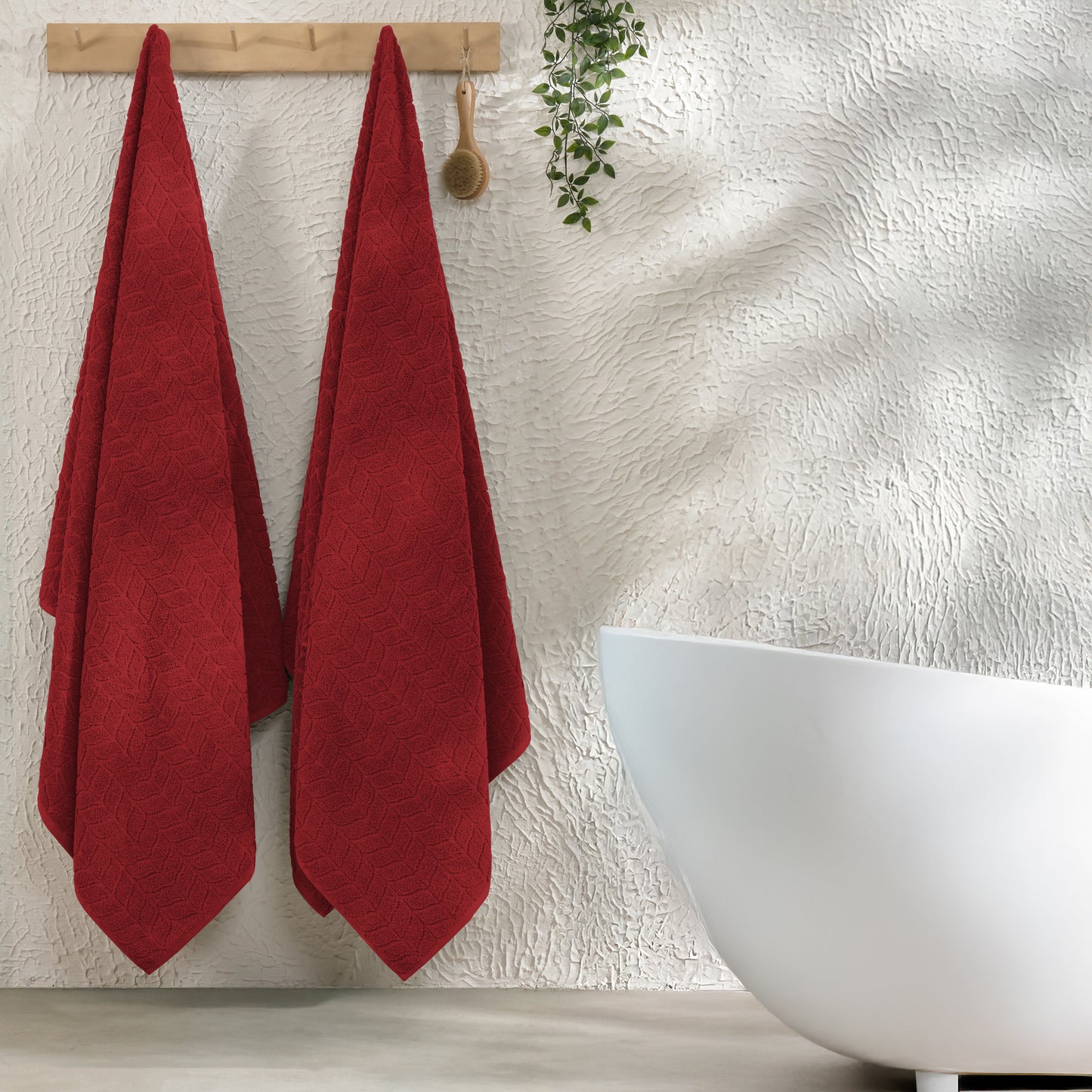 Mocassi 2-Pack Premium Turkish Cotton Braided Bath Towel Set, 27 x 54 inch