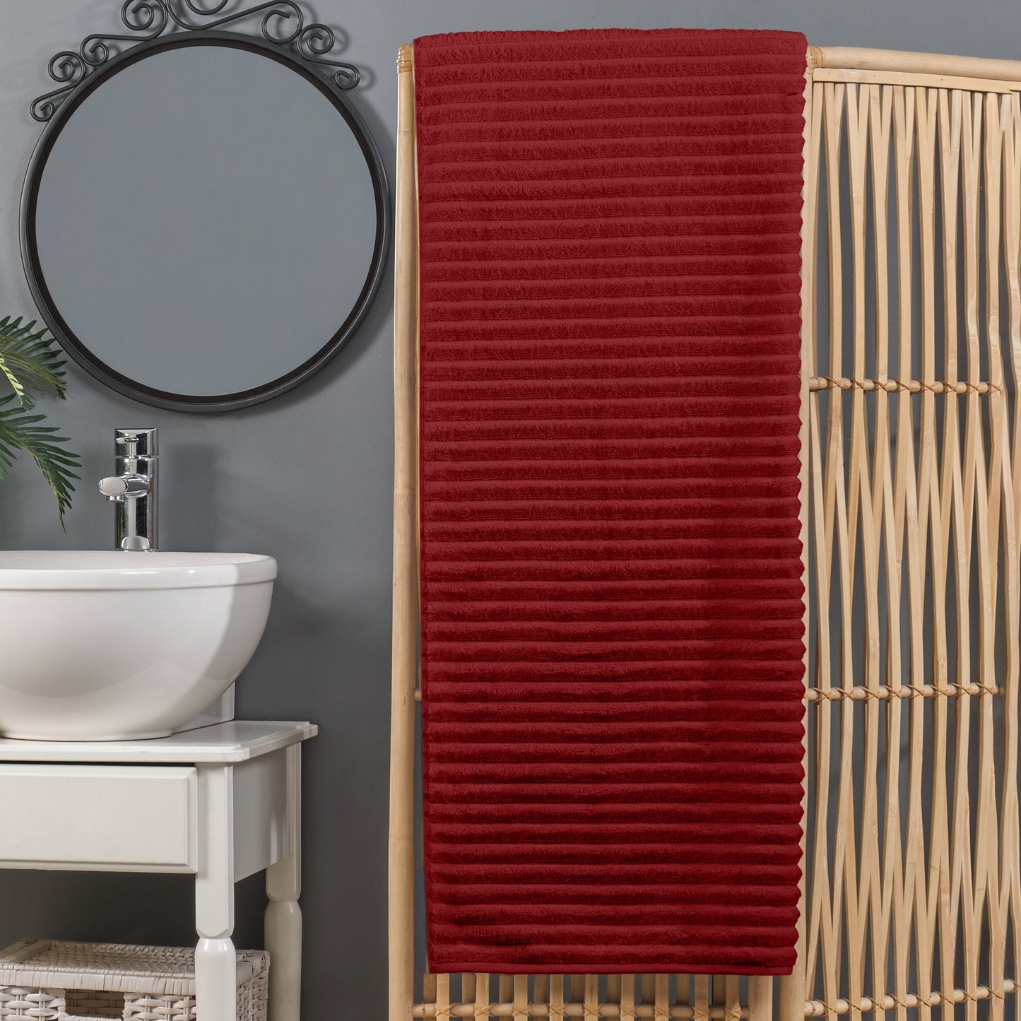 Mocassi 1-Piece Premium Turkish Cotton Corduroy Stripe Oversized Bath Sheet Towel 40 x 80 Inch