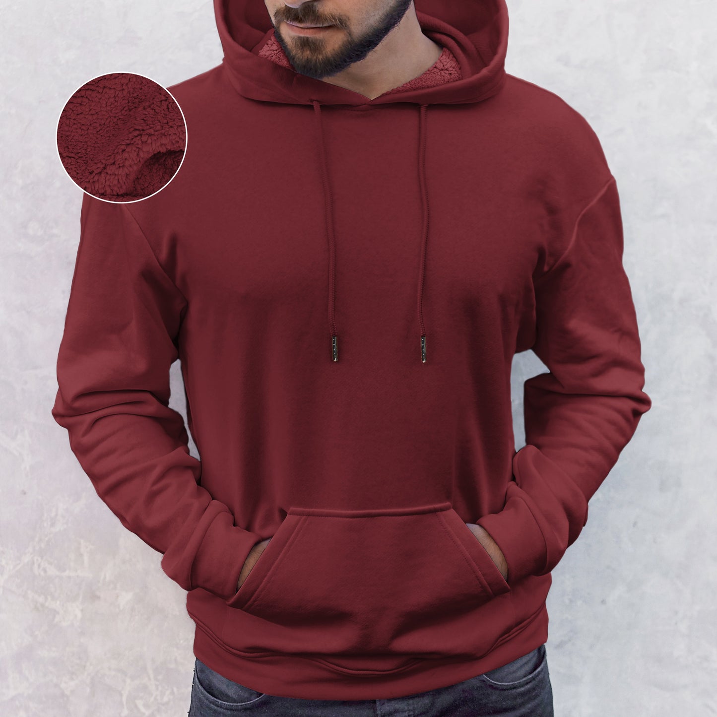 Mocassi Men Casual Sherpa-Lined Cotton Hoodie