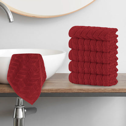 Mocassi 6-Pack Premium Turkish Cotton Braided Washcloths Set, 13 x 13 inch