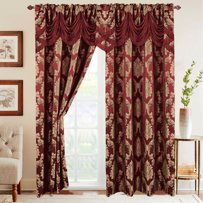 Mocassi Set of 2 Nesreen Jacquard Look Curtain Panels - 54" W x 84" L