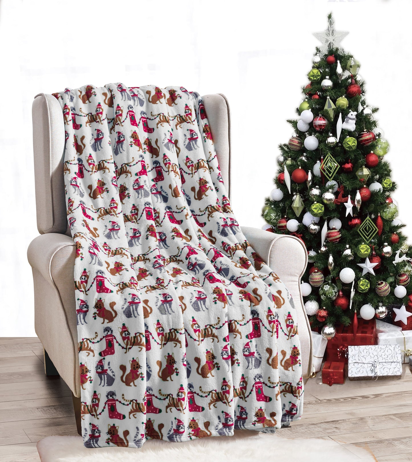 Mocassi Holiday Throw - Velvet Touch Printed Fleece  50 x 60inch.