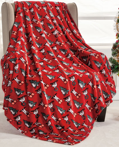 Mocassi Holiday Throw - Velvet Touch Printed Fleece  50 x 60inch.