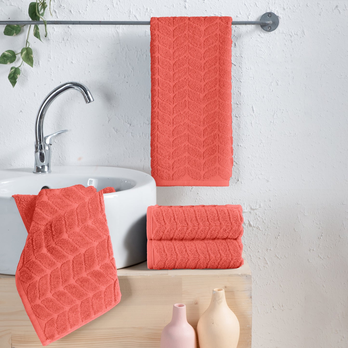 Mocassi 4-Pack Premium Turkish Cotton Braided Hand Towel Set, 16 x 28 inch