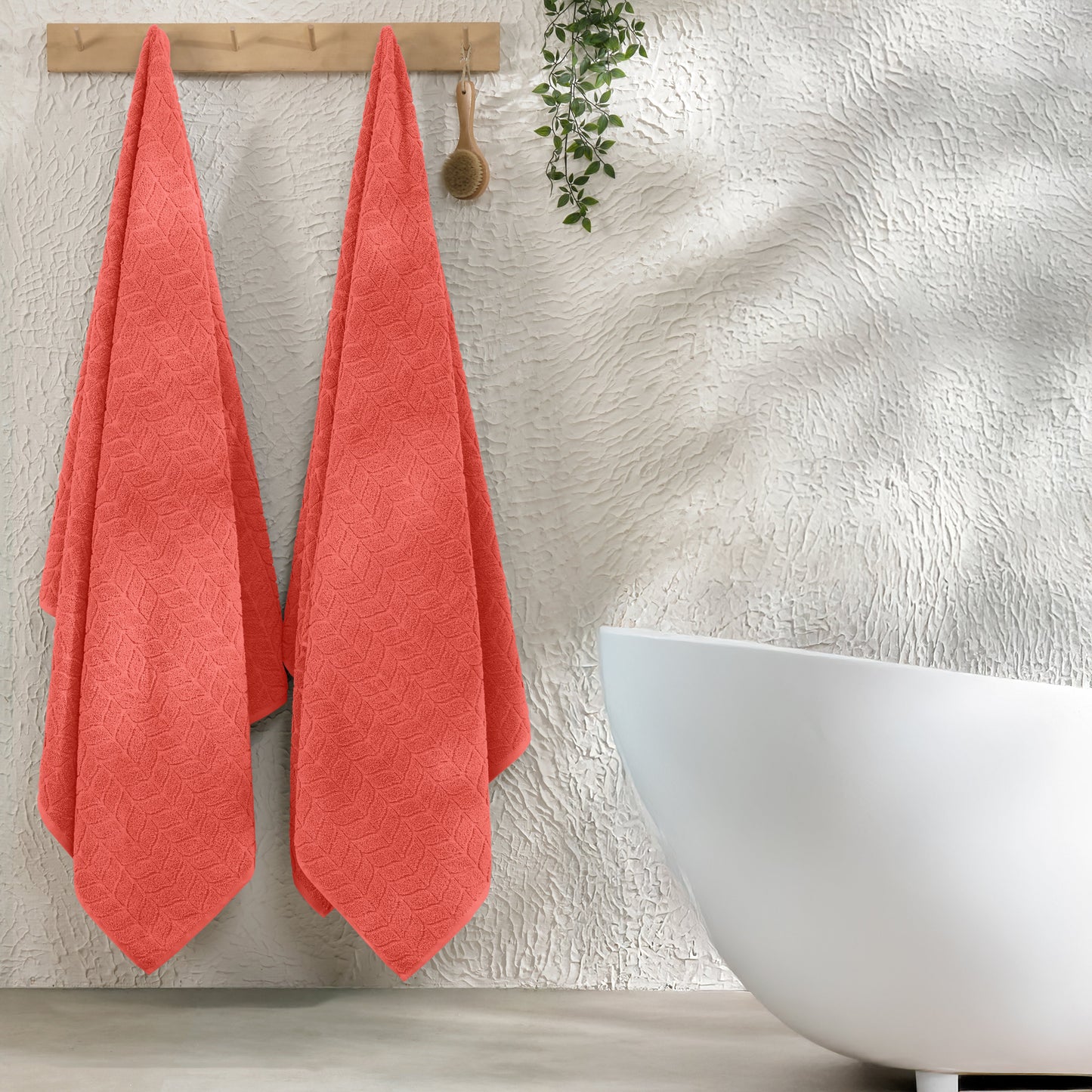 Mocassi 2-Pack Premium Turkish Cotton Braided Bath Towel Set, 27 x 54 inch