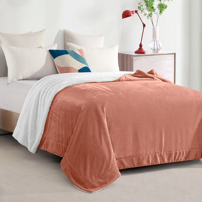 Mocassi Reversible Sherpa Throw 50" x 60" - Sherpa Back Throw Blanket