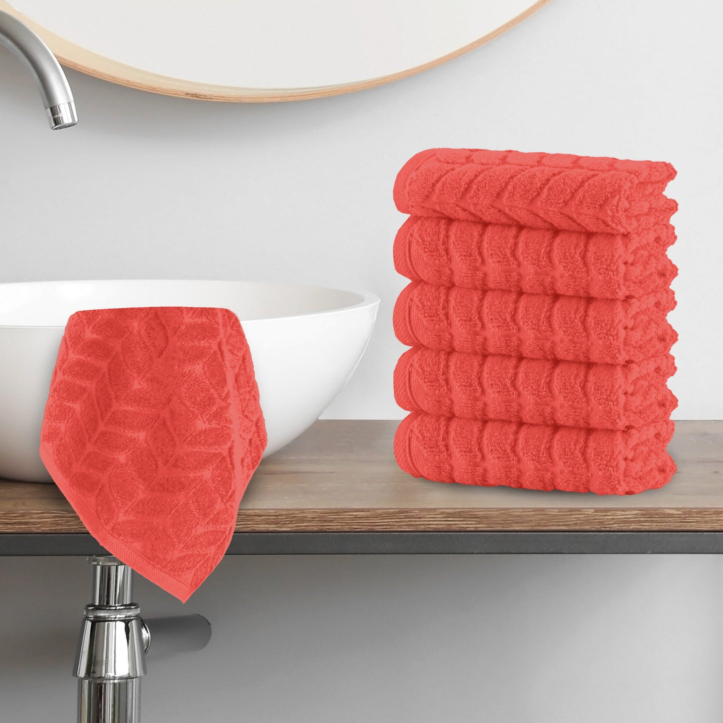 Mocassi 6-Pack Premium Turkish Cotton Braided Washcloths Set, 13 x 13 inch