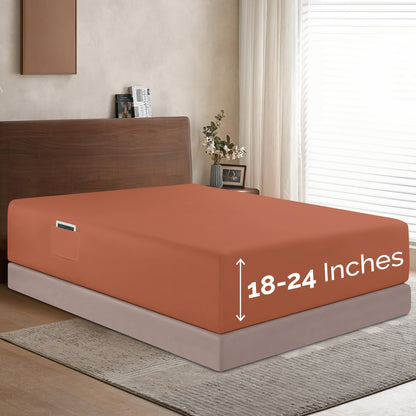 Mocassi Extra Deep Pocket 18"-24" Single Fitted Sheet for High Mattress, Moody Shades