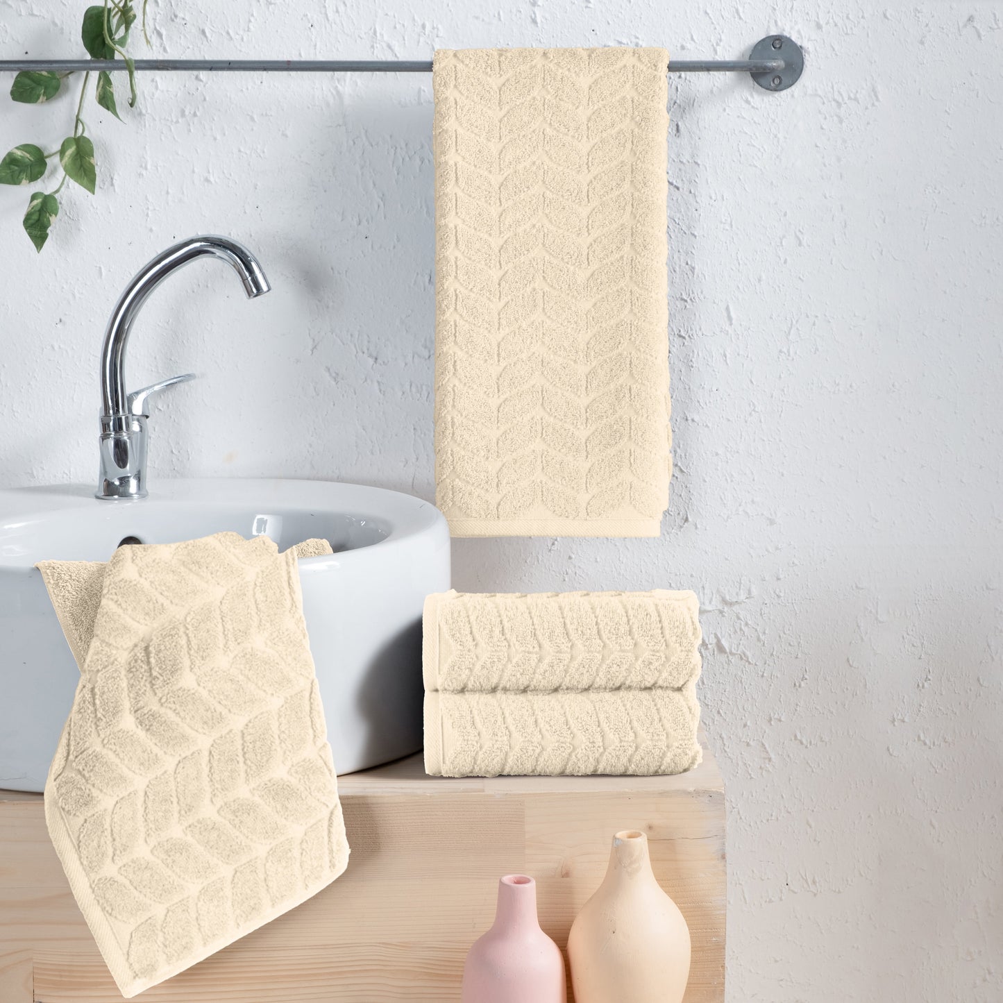 Mocassi 4-Pack Premium Turkish Cotton Braided Hand Towel Set, 16 x 28 inch