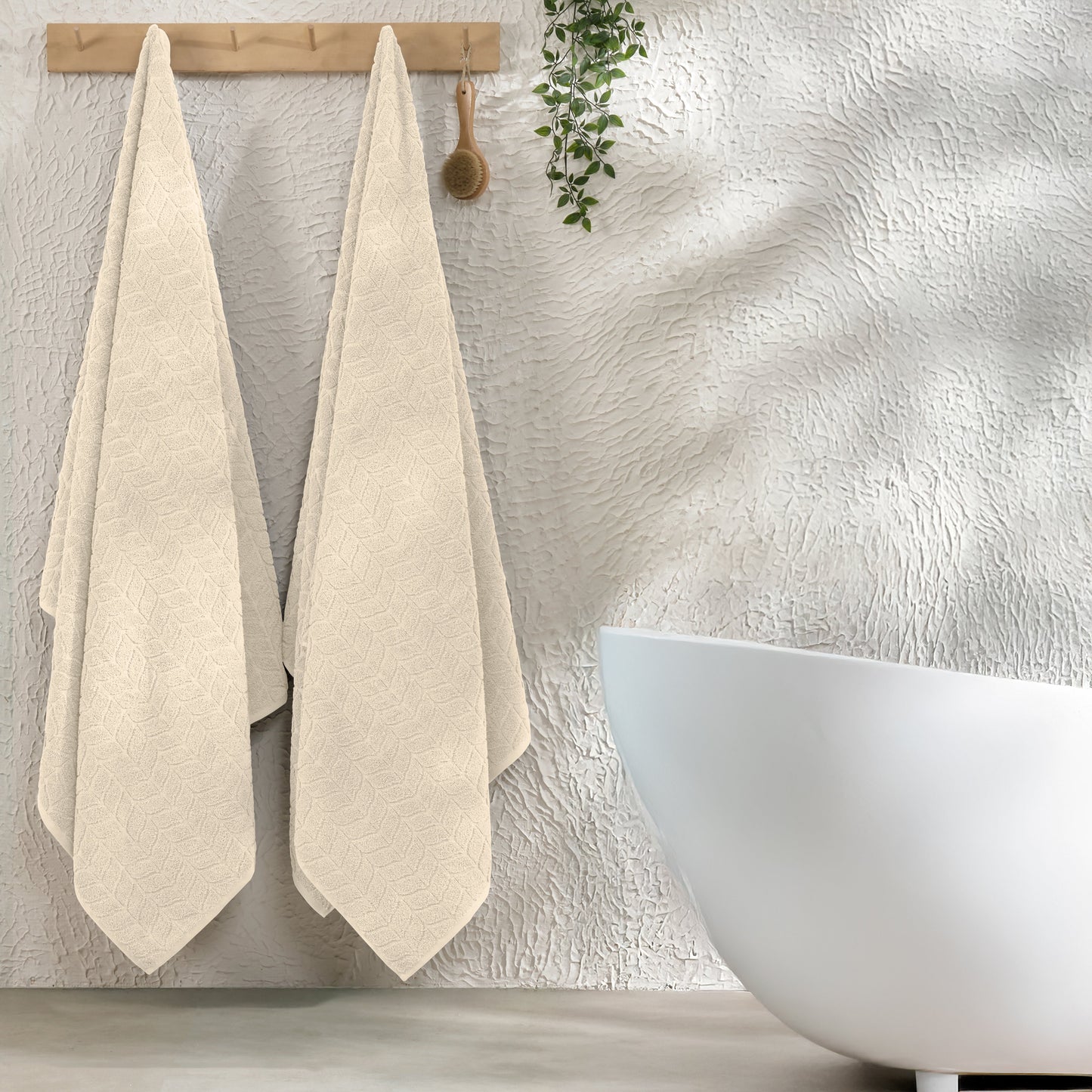 Mocassi 2-Pack Premium Turkish Cotton Braided Bath Towel Set, 27 x 54 inch