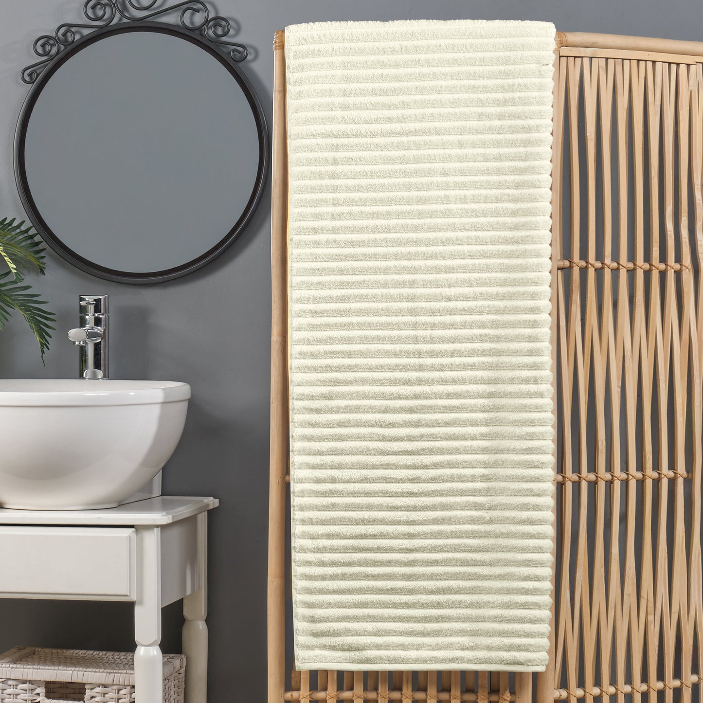 Mocassi 1-Piece Premium Turkish Cotton Corduroy Stripe Oversized Bath Sheet Towel 40 x 80 Inch