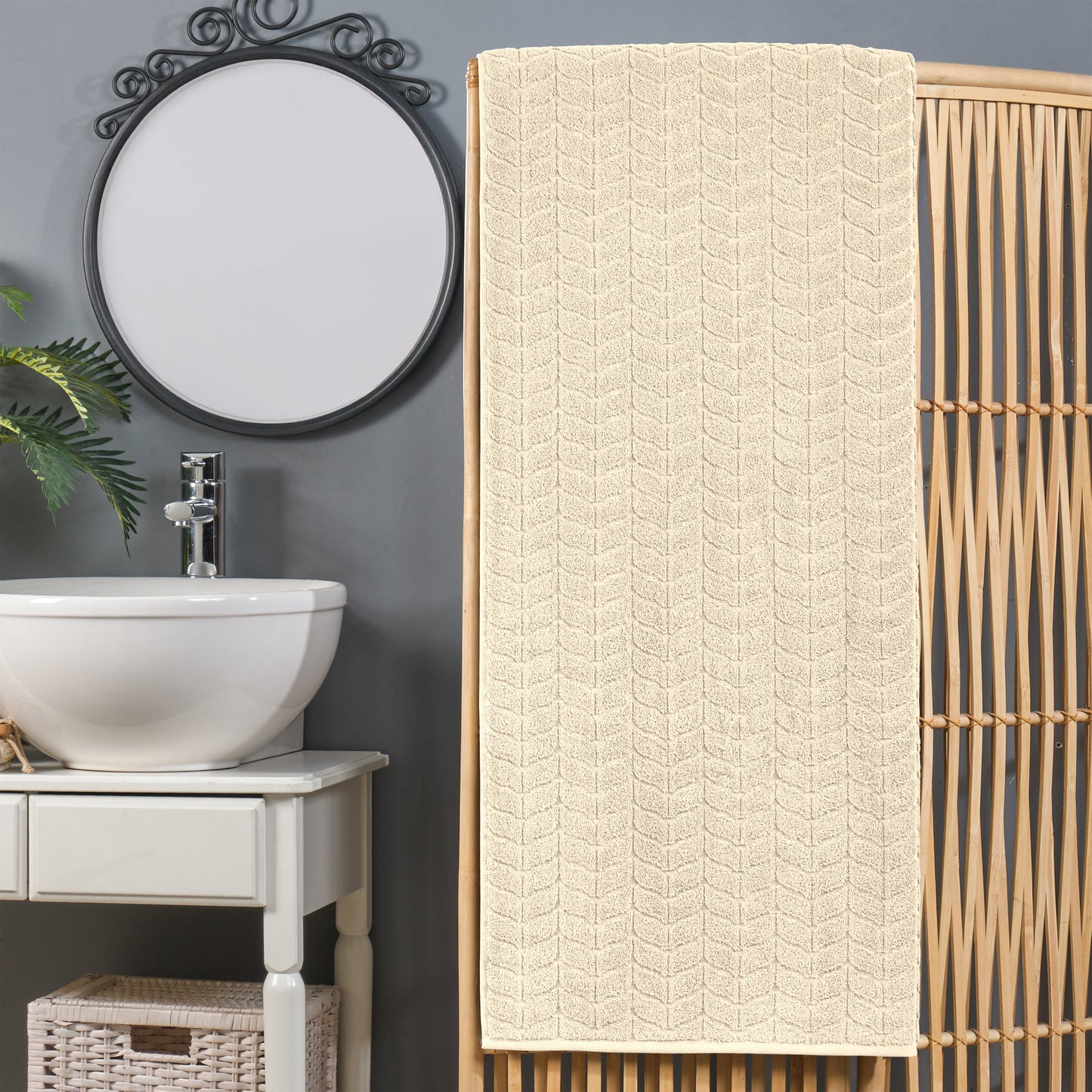 Mocassi 1-Piece Premium Turkish Cotton Braided Oversized Bath Sheet Towel 40 x 80 Inch