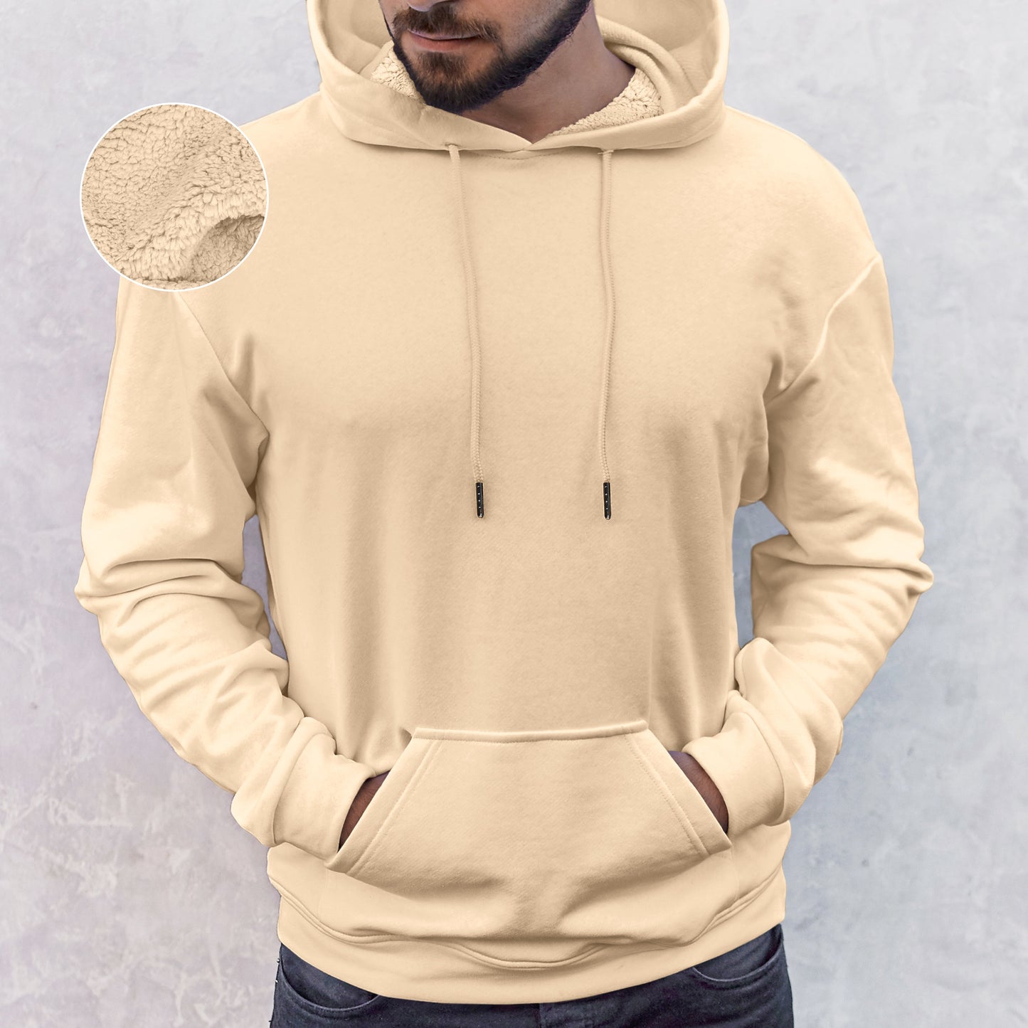 Mocassi Men Casual Sherpa-Lined Cotton Hoodie