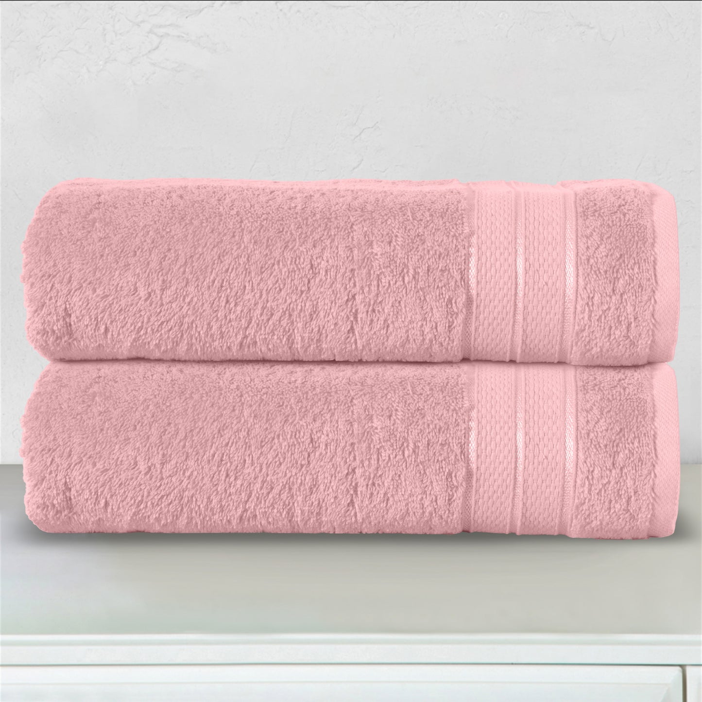 Mocassi 2-Piece Turkish Cotton Three Line Popcorn Bath Towel Set, 27 x 54 inch