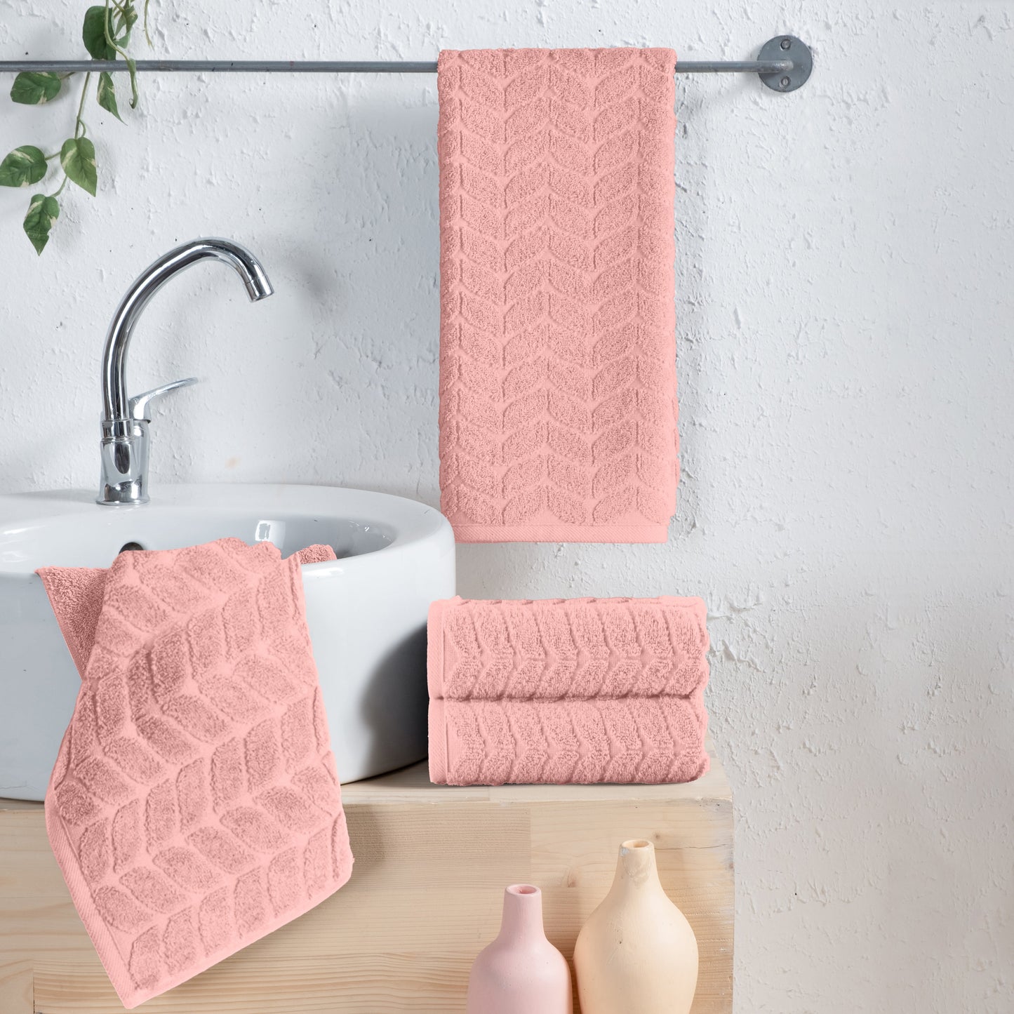 Mocassi 4-Pack Premium Turkish Cotton Braided Hand Towel Set, 16 x 28 inch