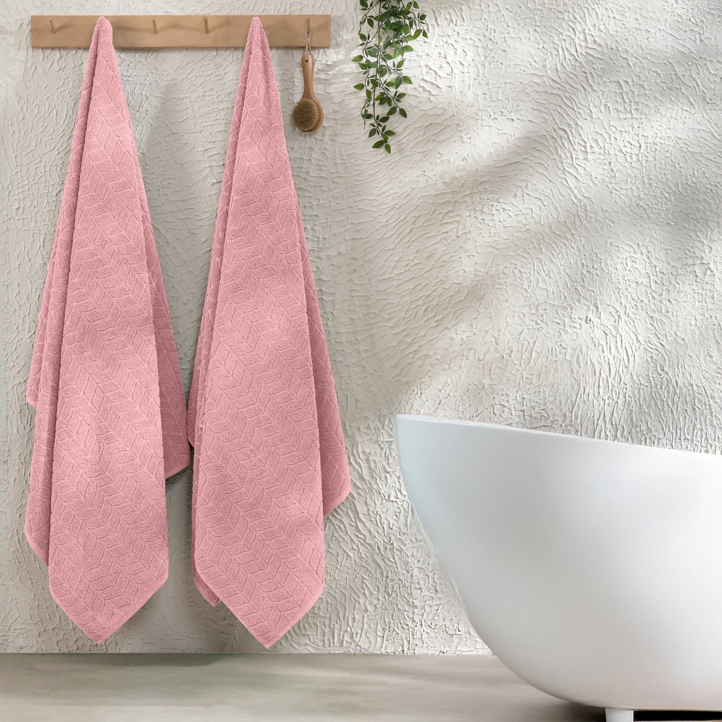 Mocassi 2-Pack Premium Turkish Cotton Braided Bath Towel Set, 27 x 54 inch