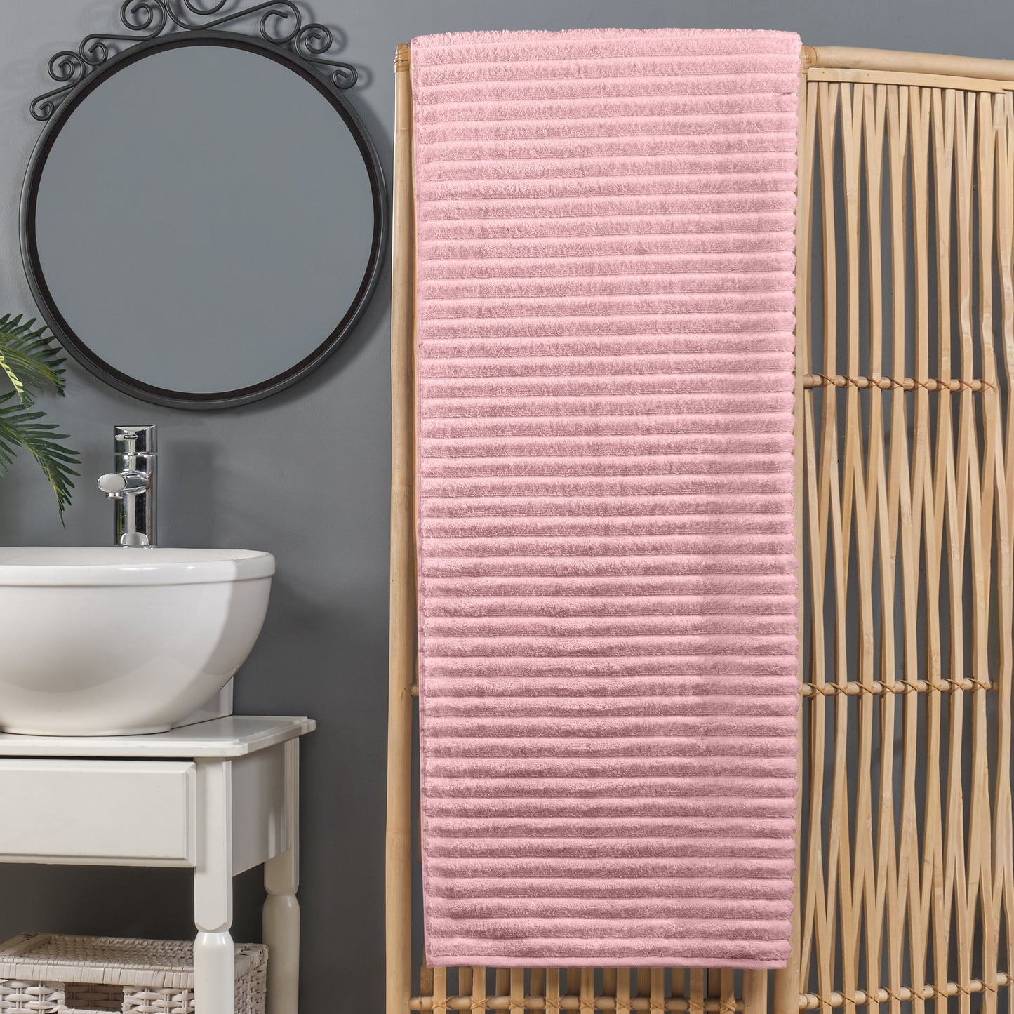 Mocassi 1-Piece Premium Turkish Cotton Corduroy Stripe Oversized Bath Sheet Towel 40 x 80 Inch