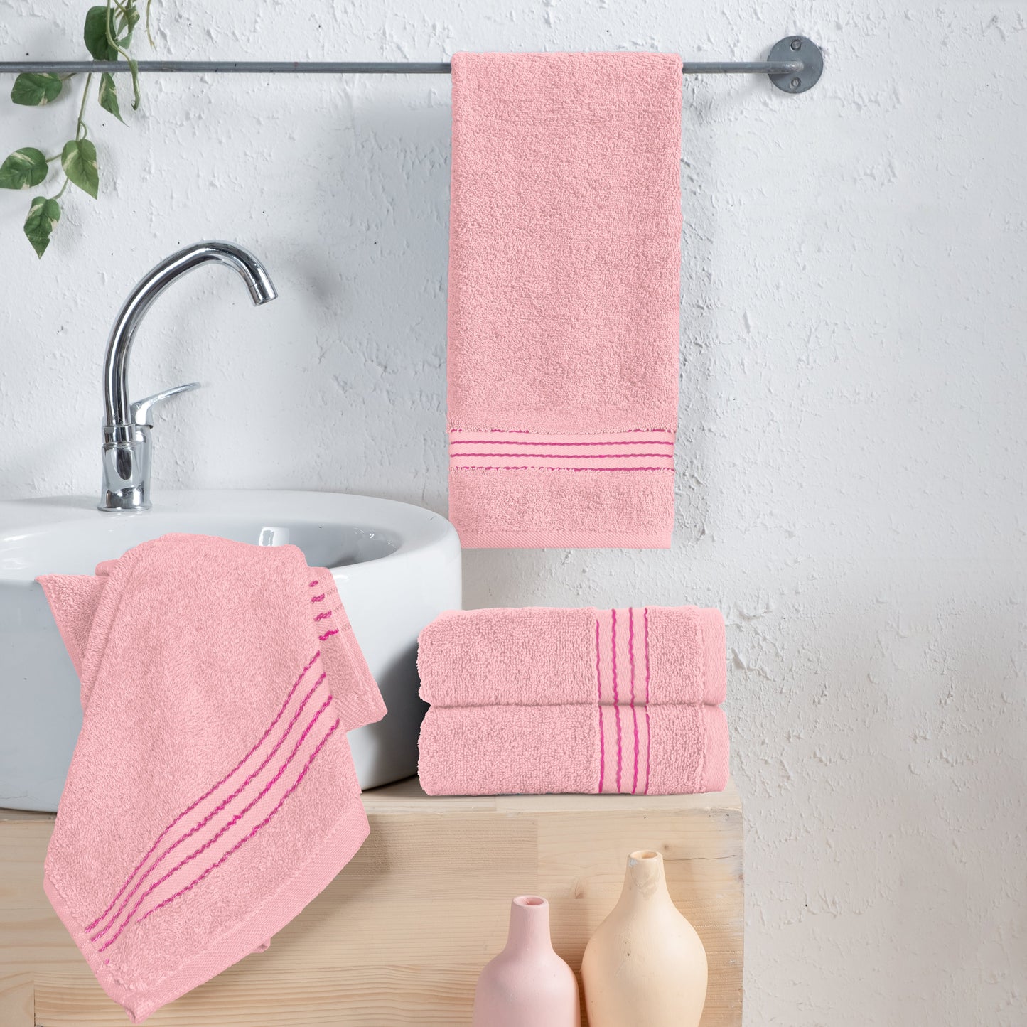 Mocassi 4 Pack Premium Turkish Cotton Hand Towel Set, 16 x 28 inch