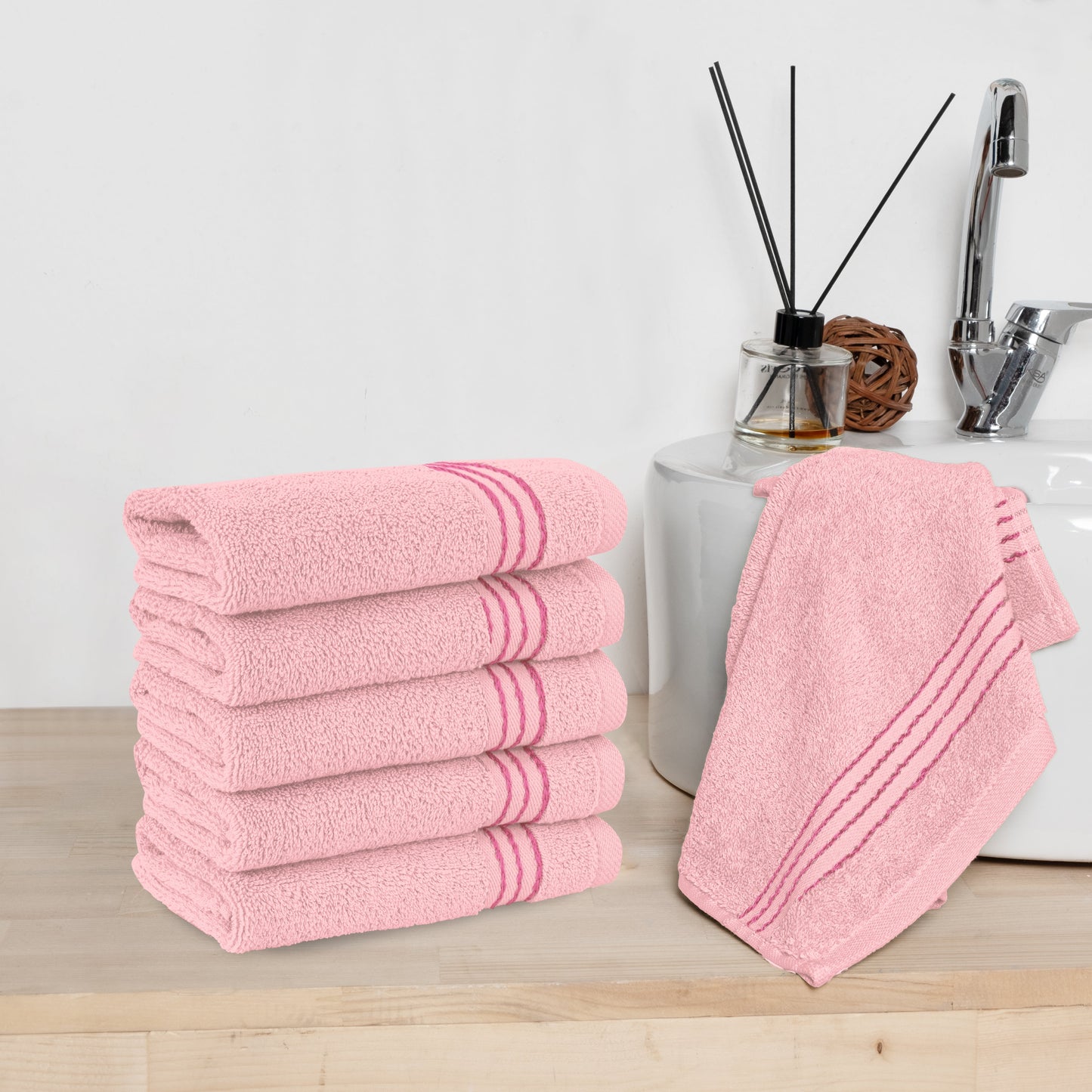 Mocassi 6 Pack Premium Turkish Cotton Washcloths Set, 13 x 13 inch