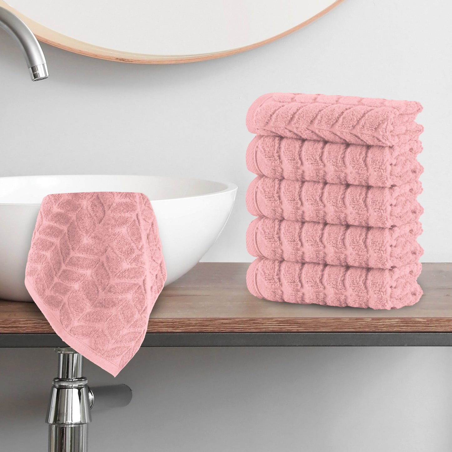 Mocassi 6-Pack Premium Turkish Cotton Braided Washcloths Set, 13 x 13 inch