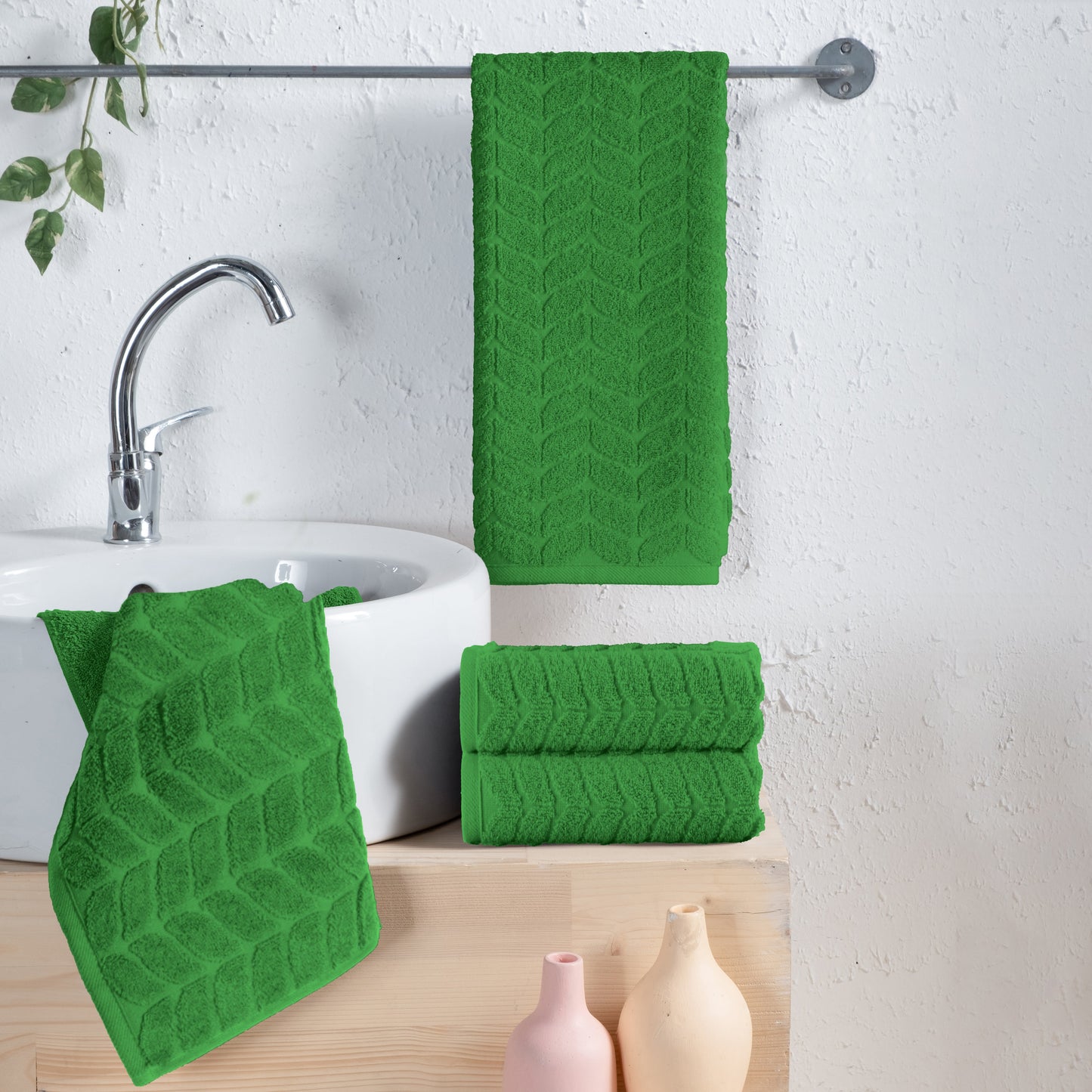 Mocassi 4-Pack Premium Turkish Cotton Braided Hand Towel Set, 16 x 28 inch