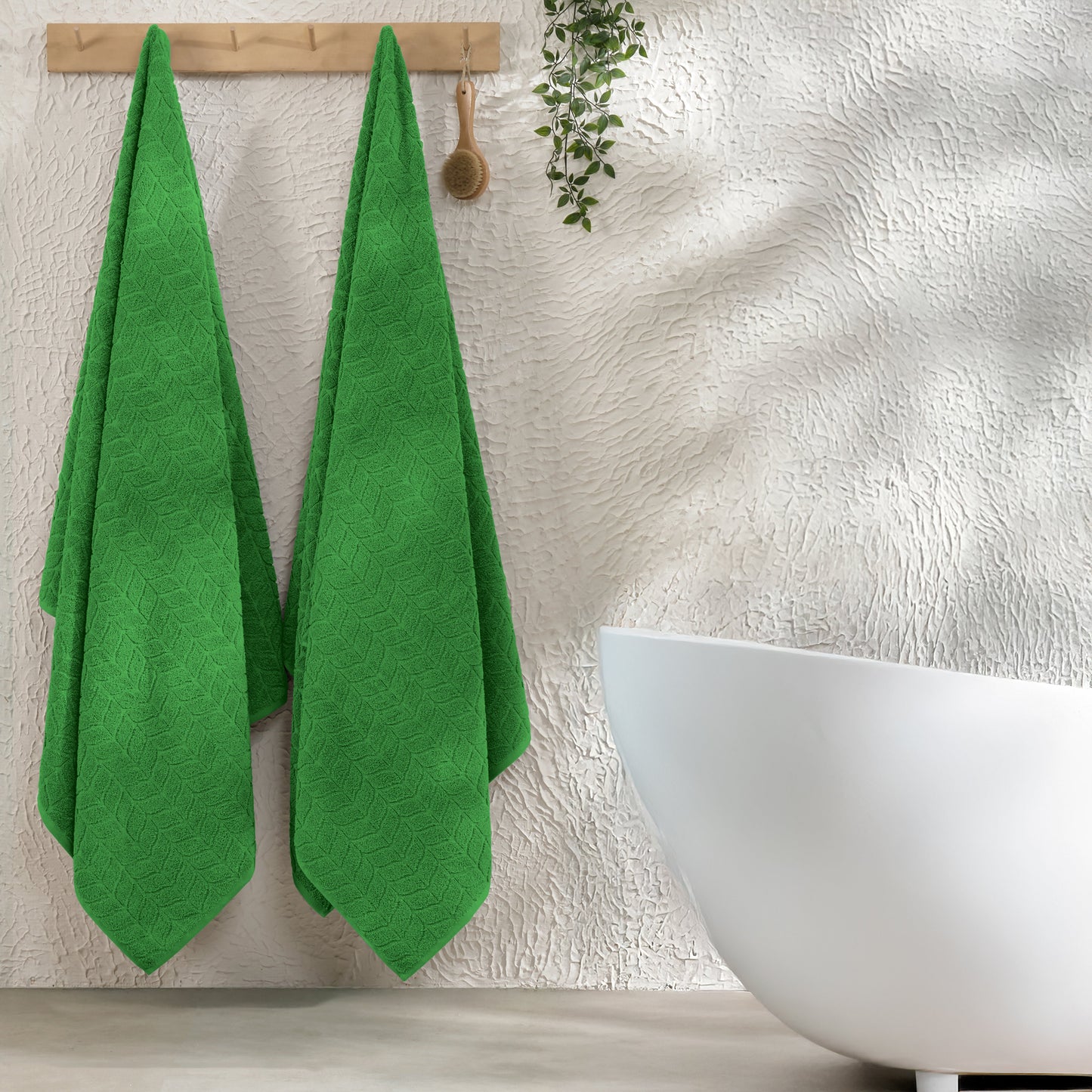 Mocassi 2-Pack Premium Turkish Cotton Braided Bath Towel Set, 27 x 54 inch