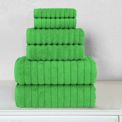 Mocassi 6-Piece Turkish Cotton Corduroy Towel Set, 2 Washcloths, 2 Hand Towels and 2 Bath Towels