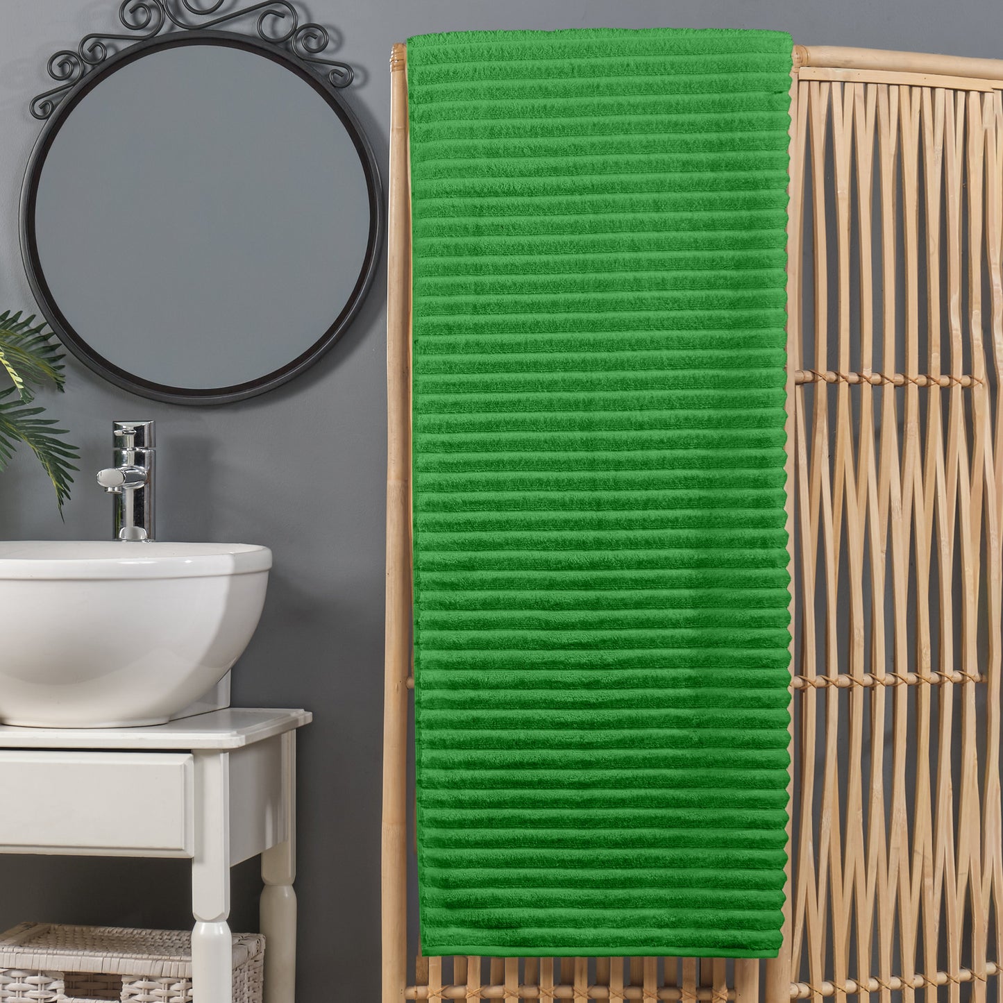 Mocassi 1-Piece Premium Turkish Cotton Corduroy Stripe Oversized Bath Sheet Towel 40 x 80 Inch