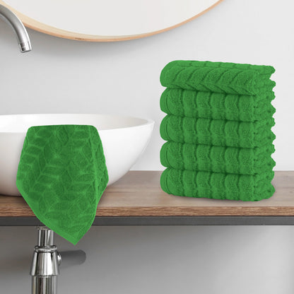 Mocassi 6-Pack Premium Turkish Cotton Braided Washcloths Set, 13 x 13 inch