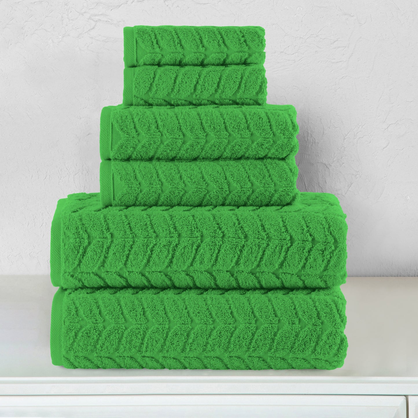 Mocassi 6-Piece Turkish Cotton Braided Towel Set, 2 Washcloths, 2 Hand Towels and 2 Bath Towels