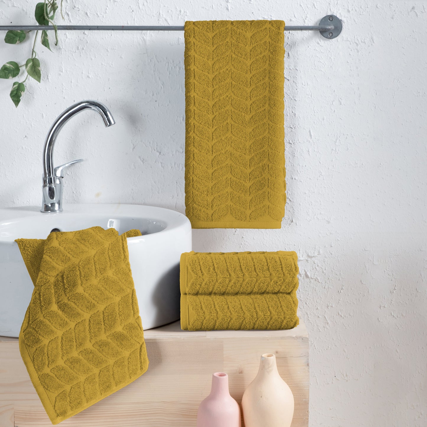 Mocassi 4-Pack Premium Turkish Cotton Braided Hand Towel Set, 16 x 28 inch